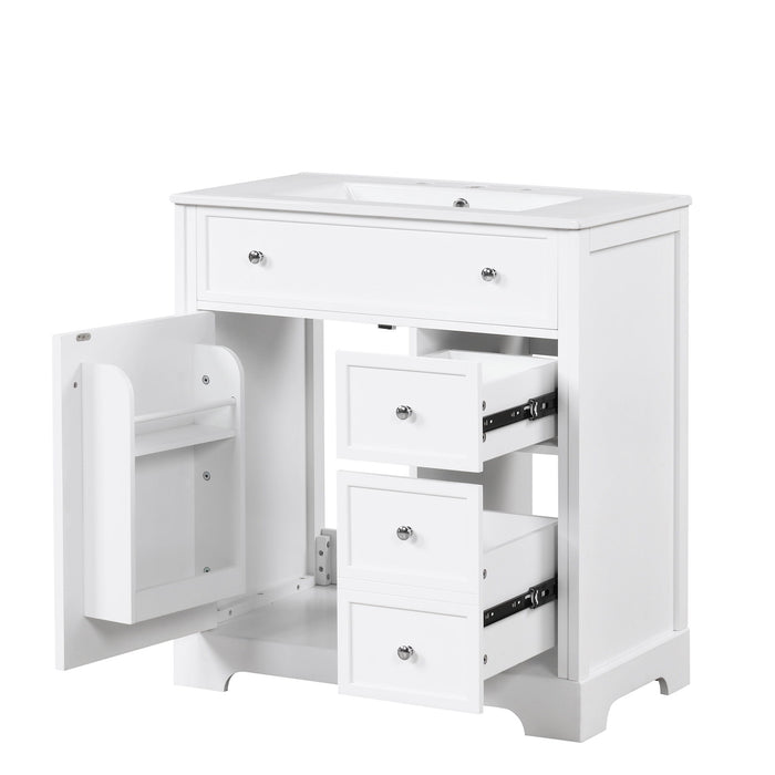 Bathroom Vanity With Sink Top, Cabinet With Door And 2 Drawers - White