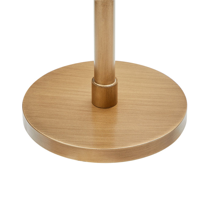 Morven - Adjustable Height Accent Table With Round Metal Top And Pedestal Base - Antique Brass