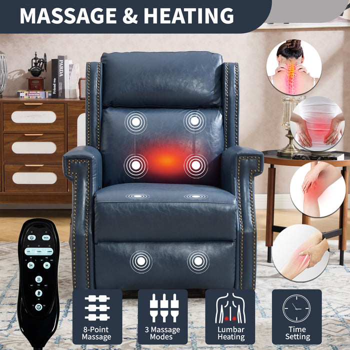 Manual Recliner Chair With Heavy Duty Motion Mechanism, 8 Vibrating Nodes And 3 Massage Modes For Living Room