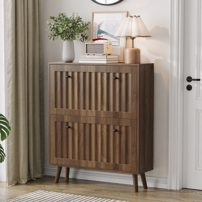 Shoe Cabinet, Storage Unit For Hallways - Walnut