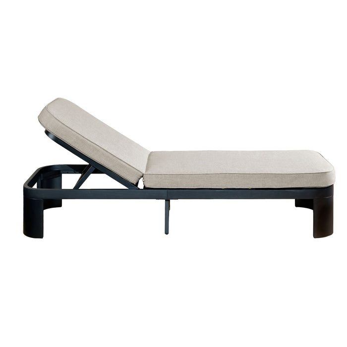 Outdoor Chaise Lounge Set With Side Table, 5 Position Adjustable Patio Recliner
