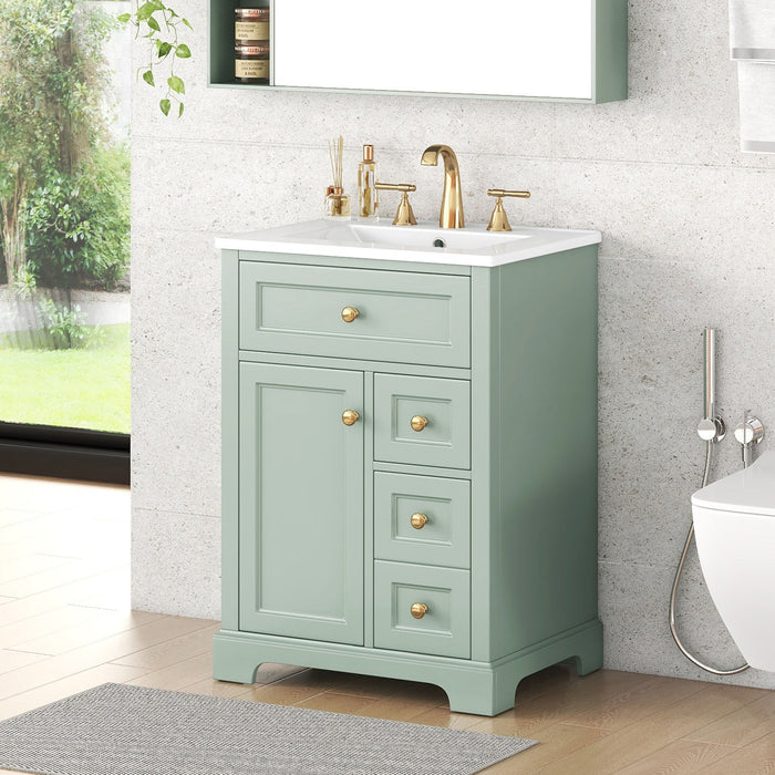 Modern Bathroom Vanity With Sink, 3 Drawers & Cabinet With 2 Tier Door Storage