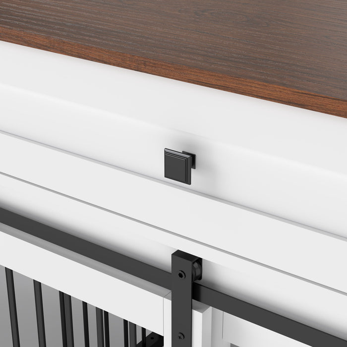 Large Dog Crate, Water Resistant Indoor Pets Furniture Double Dog Crates - Brown White