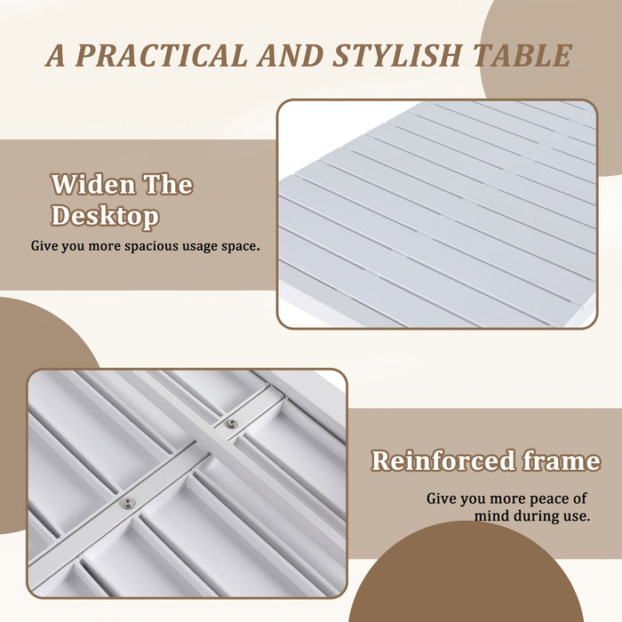 4 Piece Set Of Modern Striped Color- Blocking Single Chairs With Long Table