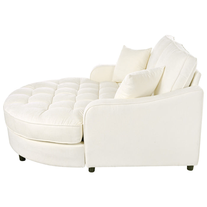 Modern Chaise Lounge Upholstered Sofa Couch With Tufted Seat And Detachable Pillows For Living Room