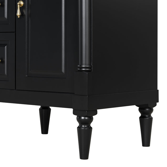Freestanding Bathroom Vanity With Sink, Adjustable Shelf & Flip Drawer