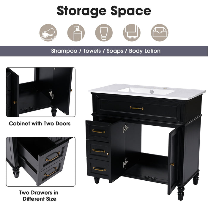 Bathroom Vanity With Sink, Freestanding Cabinet & Drawers