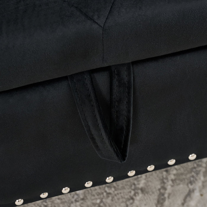 Storage Bench With Crystal Buttons And 1 Pillow For Bedroom