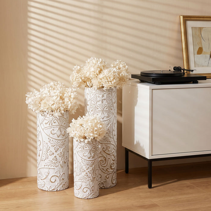 Floor Vases, Tall Home Decor Vases (Set of 3) - White / Gold