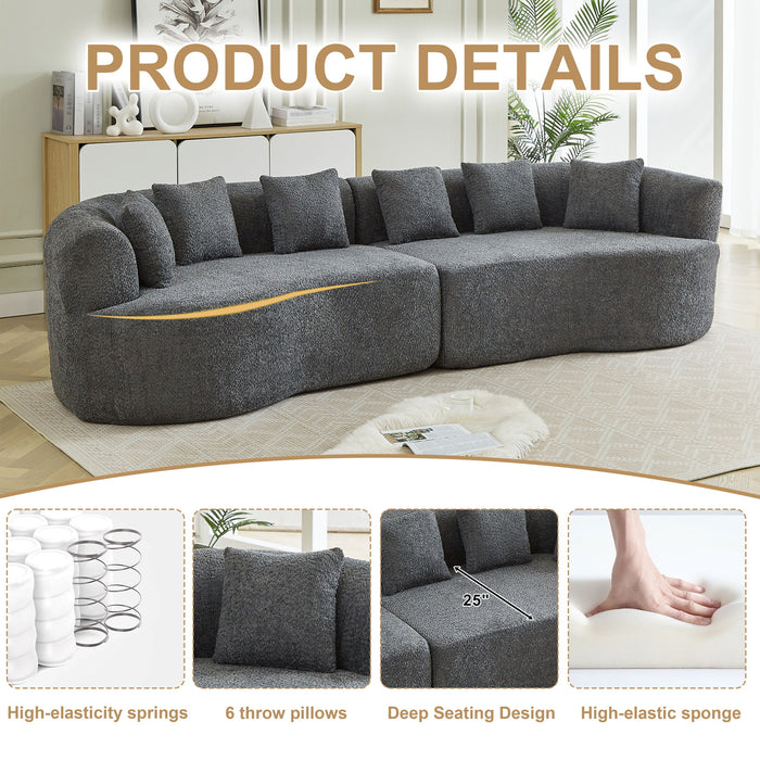 Curved Sectional Sofa With 6 Pillows