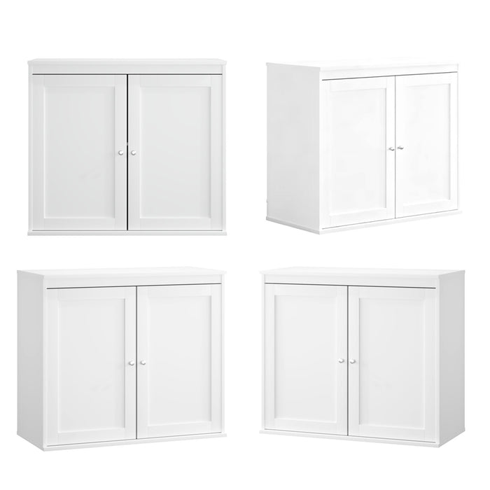 Kitchen Storage Cabinet With Double Doors, Adjustable Shelves, Sideboard Buffet For Dining Room - White
