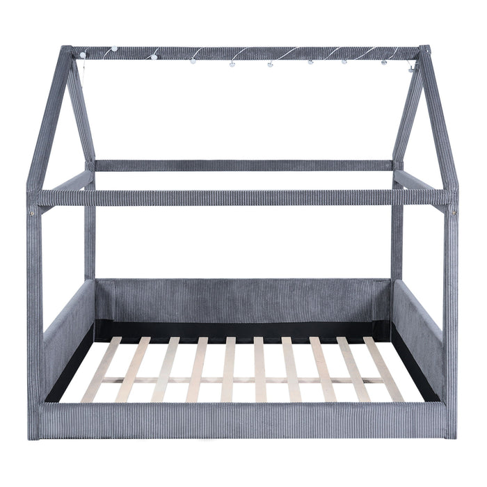 Upholstered House Style Daybed With LED Light Strips