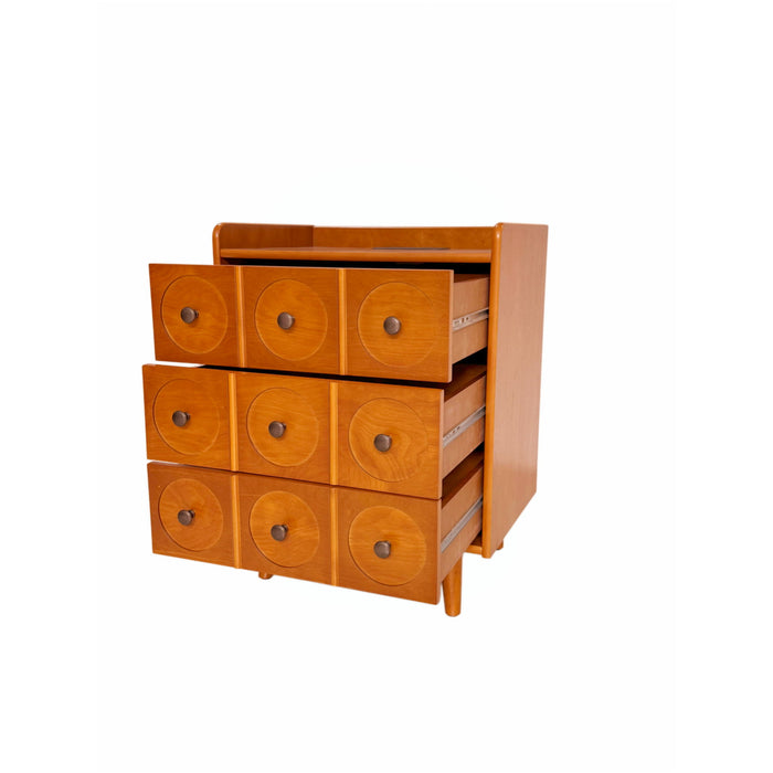 3 Drawer End Table With Charging Station For Bedroom - Natural Wood