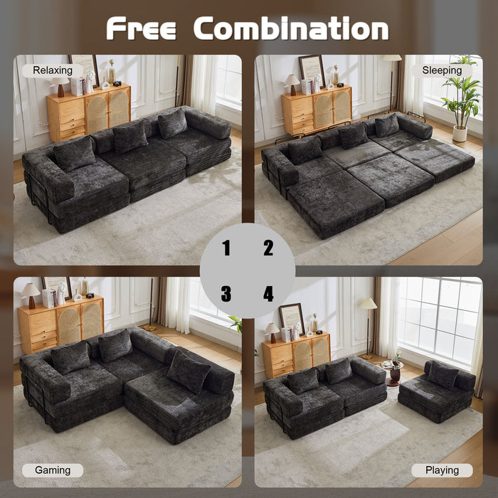 Convertible Floor Sofa Bed, Boneless Modular Sectional Sofa For Living Room