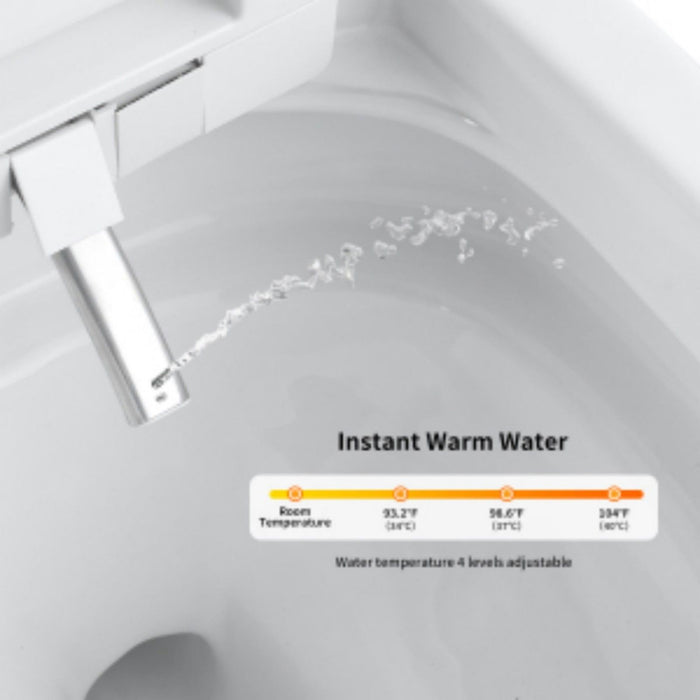 Tankless Smart Toilet With Bidet Built In, 1 Piece, Auto Flush, Auto Open / Close, Heated Seat, Bubble Wash, Warm Water And Dry, Adjustable Temp, Remote Control Side Know - White