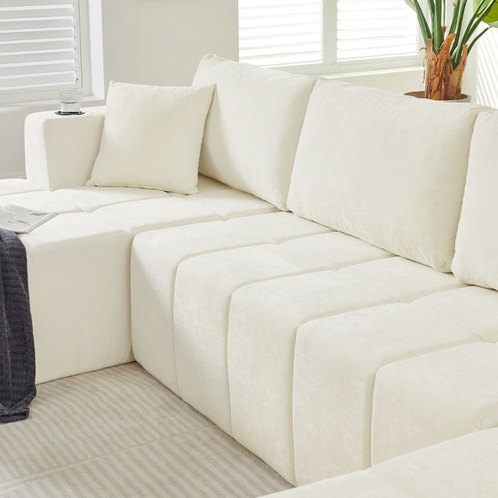 U - Shaped Sectional Sofa, Cup Holders & Side Pockets For Living Room