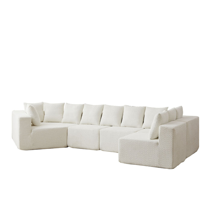 L - Shaped Modular Sofa With Deep Seat And 11 Pillows