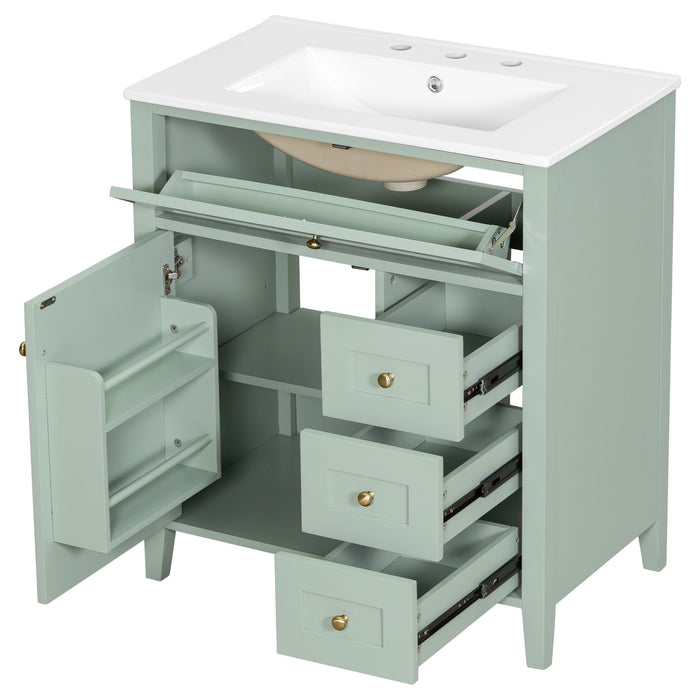Bathroom Vanity With Sink, 3 Drawers And Adjustable Shelf