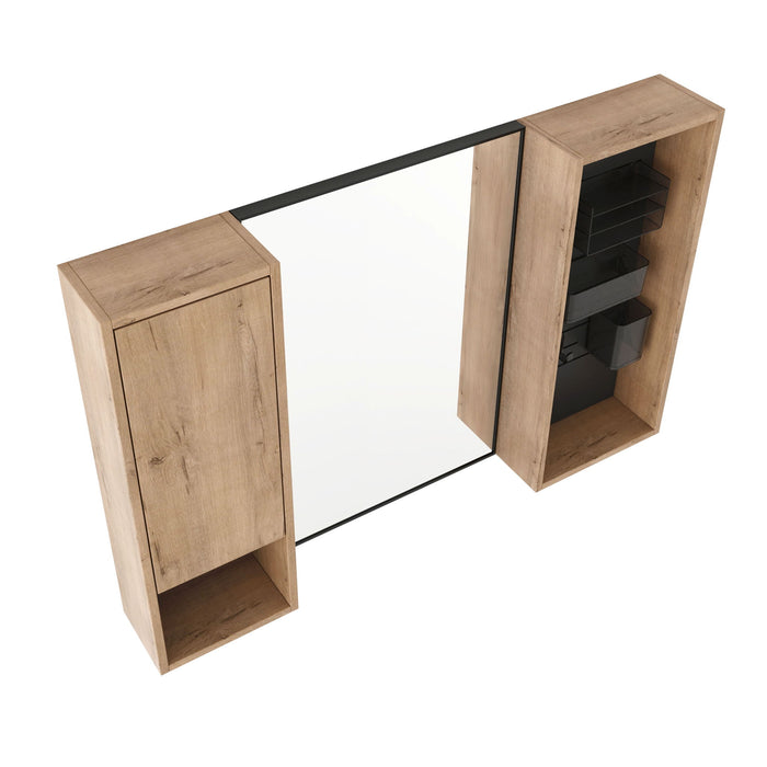 41.6" Wall Mounted Bathroom Cabinet With Soft Close Door, Storage Cabinet Featuring - Imitative Oak