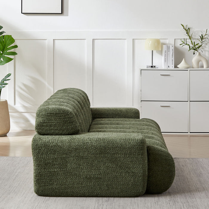 Cloud Series Minimalist Button Tufted Square Arm 3 Seater Sofa
