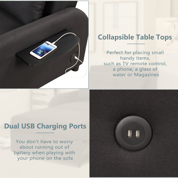 Versatile Pull Out Sofa Sleeper 3 In 1 With Wing Table & USB Charge, Compact Design