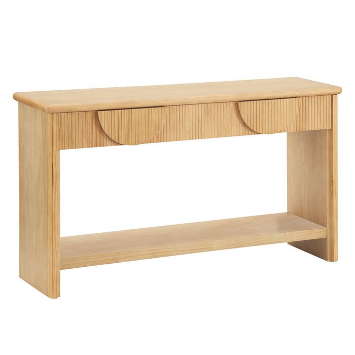 Fluted Console Table With Semi Circular Drawers - Natural
