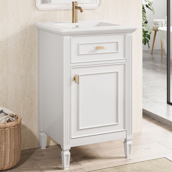 Bathroom Vanity With Sink, Adjustable Shelf, Tilt-Out Drawer