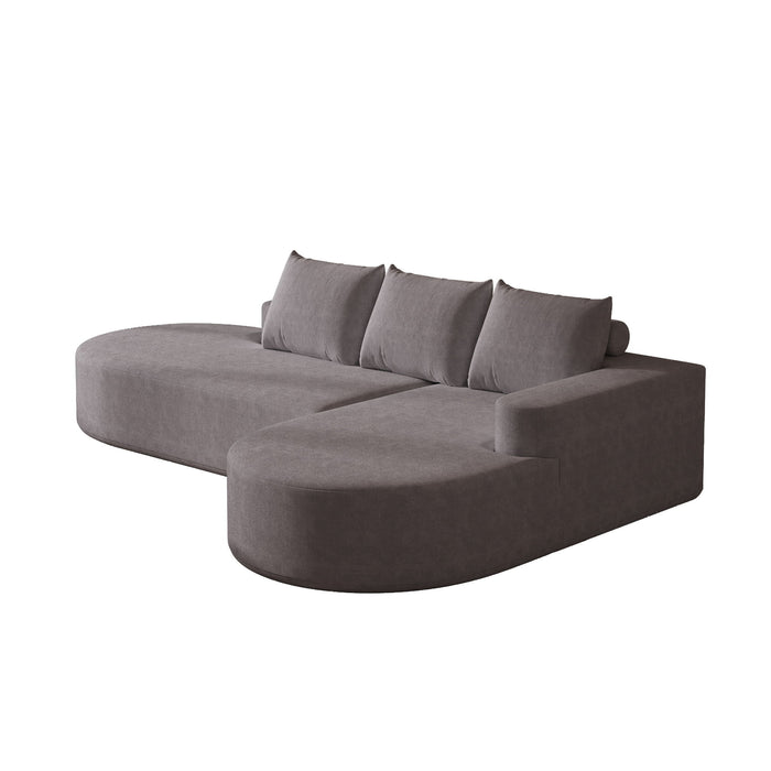 Modern Curved Sofa, L-Shaped Modular Sectional Set With 3 Pillows