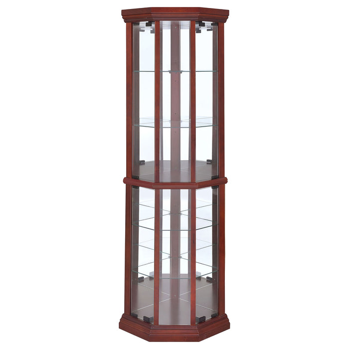 Jacob - 6 Shelf Curio Display Cabinet - Red / Brown
