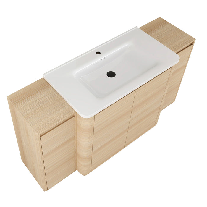 Freestanding Bathroom Vanity With Sink, 2 Small Storage Cabinets, Soft Close Doors