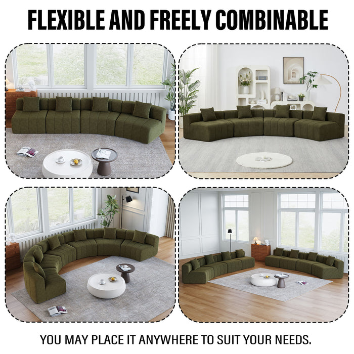 Modular Sectional Sofa With 2 Pillows, Symmetrical Design