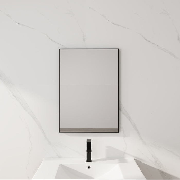20" Rectangular Wall Mounted Mirror - Black