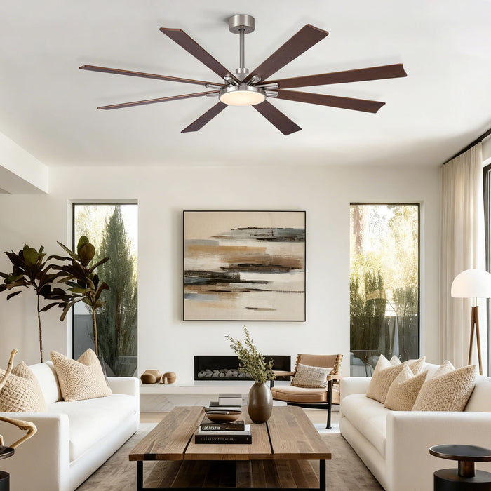 Large Ceiling Fan With Dimmable LED Light 8 Blades Remote Control, Reversible DC Motor