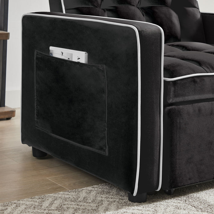 Modern Velvet 3 In 1 Sofa Bed Chair, Adjustable Recliner