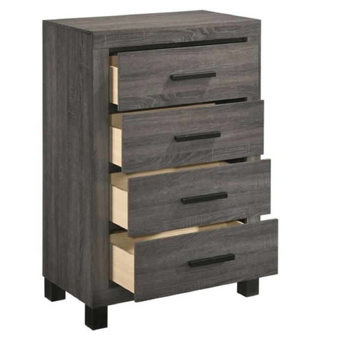 1 Piece Chest Bar Handle Bedroom Furniture With Texture And Clean Lines - Gray