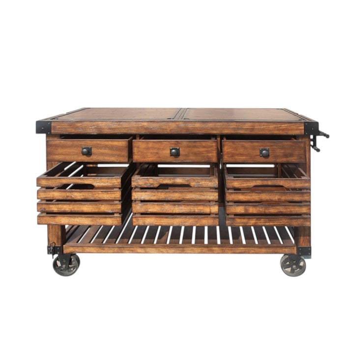 Kaif - Distressed Chestnut Kitchen Cart - Chestnut