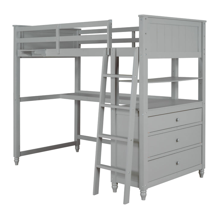Loft Bed With Drawers With Desk And Shelves