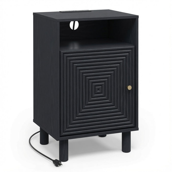 Nightstand With Charging Station & Storage