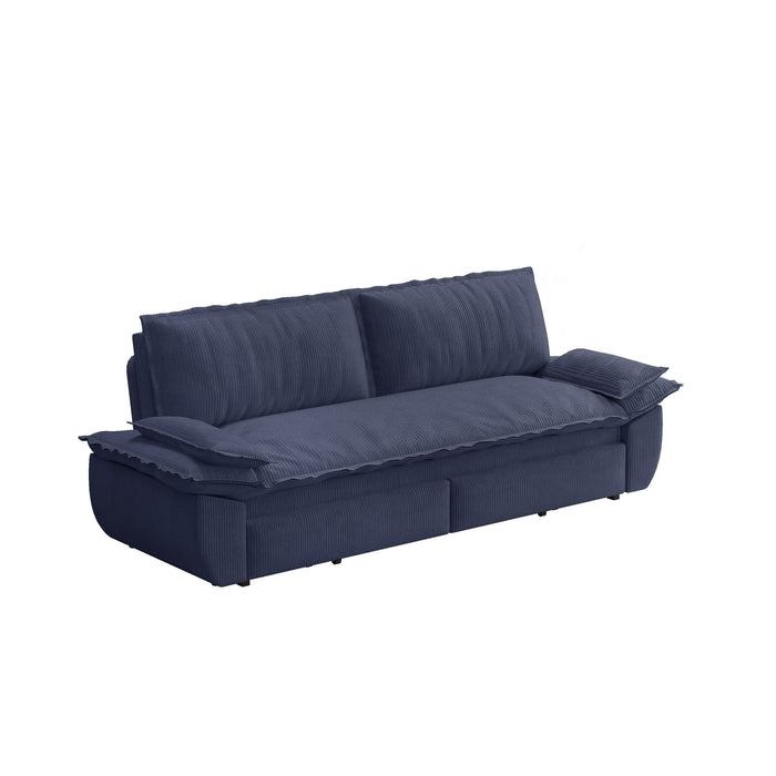 Queen Pull Out Sofa Bed, Convertible 3 In 1, Multi Functional - Blue