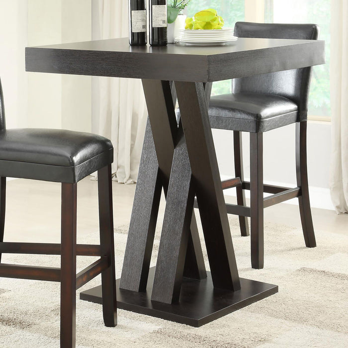 Double X Base Square Bar Table - Cappuccino