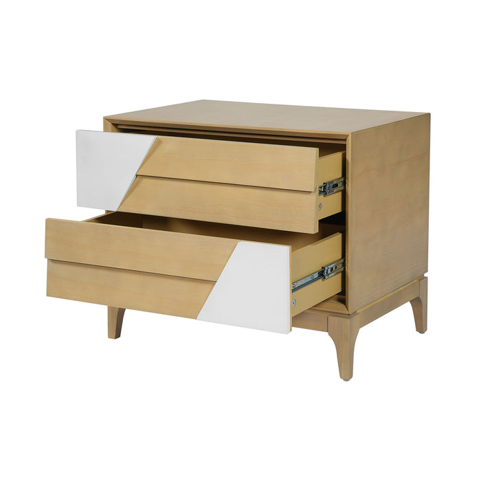 Japandi 2 Drawer Nightstand With Geometric Design