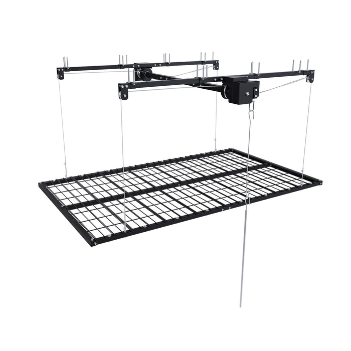 Overhead Garage Storage Rack For High Ceilings & Safety Lock - Black