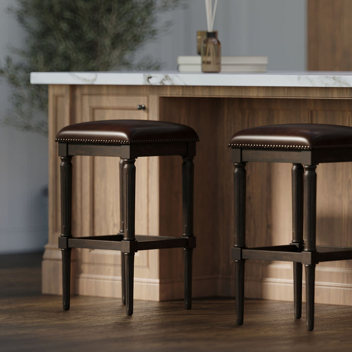 Square Stool With Upholstered Seat