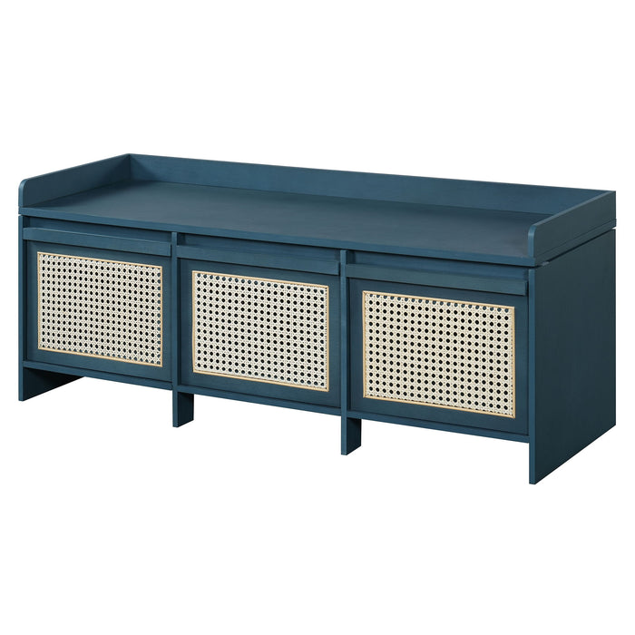 Entryway Shoe Bench With Drawers & Button Tufted Cushion