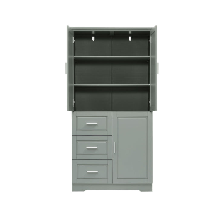 Tall Wide Storage Cabinet With Doors, 3 Drawers