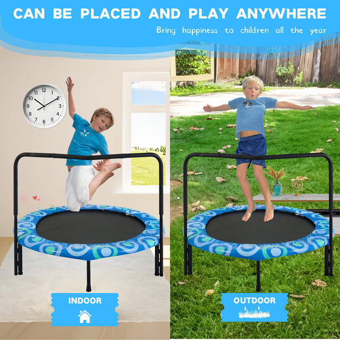 Joy Children's Trampoline With Handrails For Indoor And Outdoor Fun - Blue