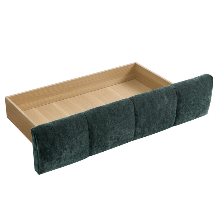 Modern Platform Bed Frame With Thick Chenille Fabric