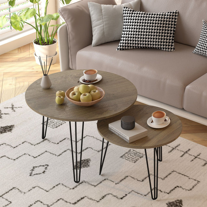 Round Nesting Coffee Table For Living Room (Set of 2)