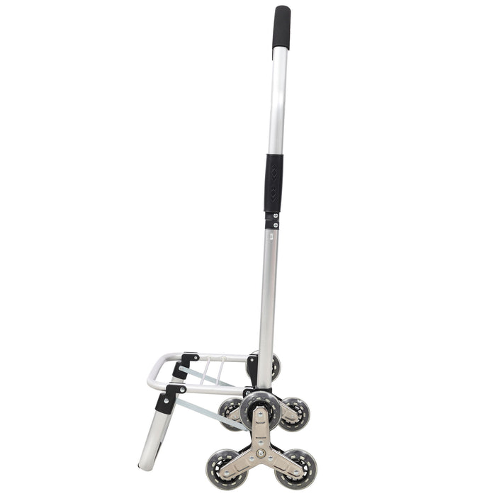 Foldable Shopping Stair Trolley With Triangular Wheels And Removable Waterproof Bag - Black