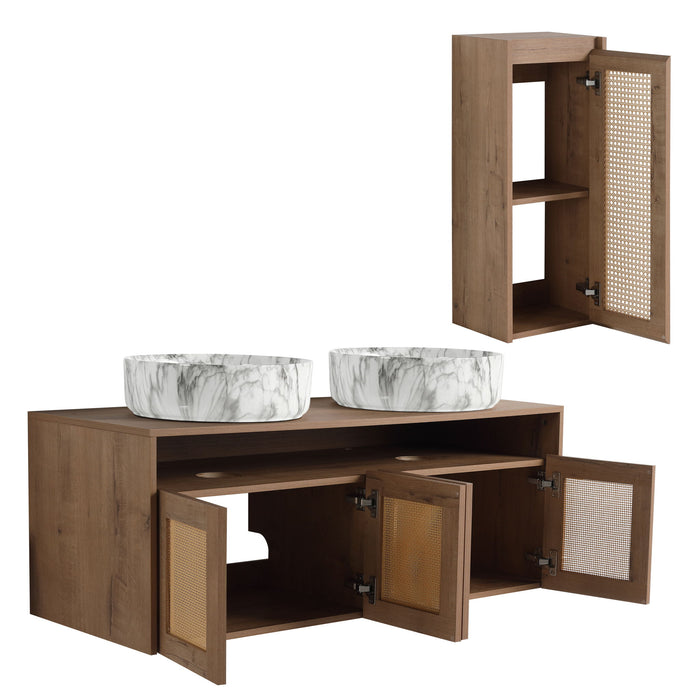 Bathroom Vanity & Art Sink And Side Cabinet, Float Mounting Design